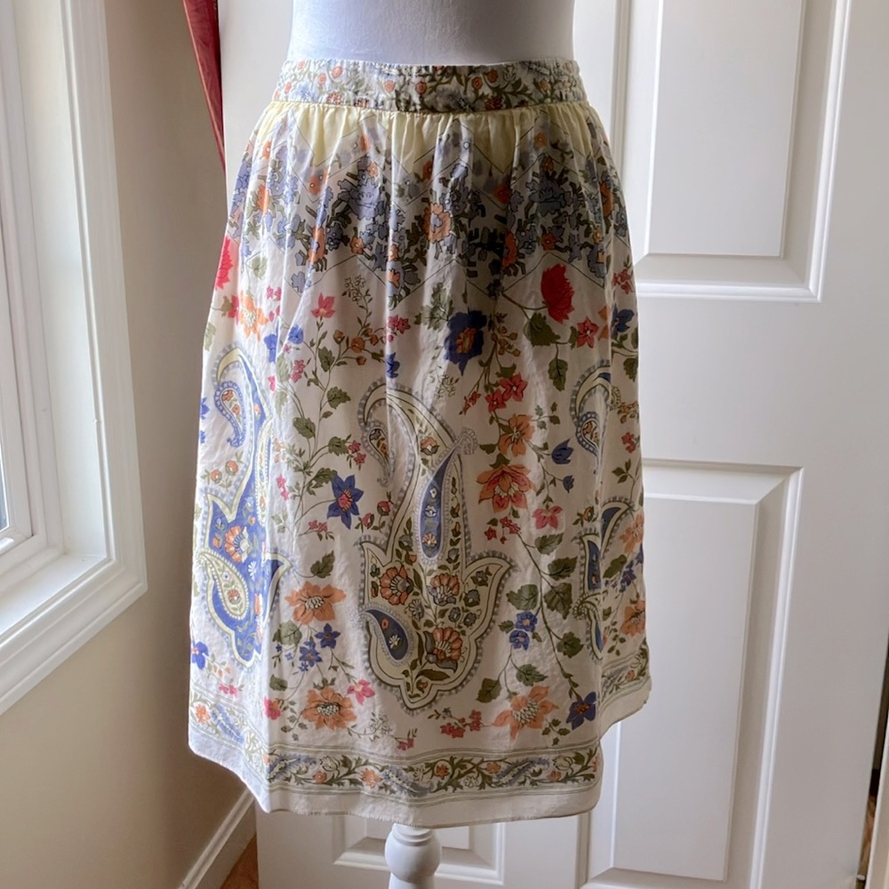 Talbots Cotton Floral Pattern Skirt Knee Length Multicolor Size 12